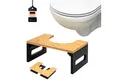 Produktbild: eluno Fußhocker Toilettenhocker, aus Bambus, platzsparend zusammenklappbar
