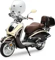 Produktbild: Burnout Motorroller EasyCruiser Artemis Braun Beige, 125 ccm, 85 km/h, Euro 5, LED Beleuchtung, Digitales Tacho, Retro, mit Windschild & Topcase, USB