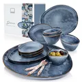 Produktbild: SÄNGER Servier-Set Darwin Servierplatten, Steingut, (Set, 11-tlg., 1x Servierplatte, 2x Dessertteller, 4x Dipschale, 4x Unterteller), Blau, Handmade, Premium Collection