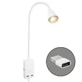 Produktbild: BRILONER - Leselampe mit USB Port, Ein/Aus-Schalter, schwenkbar, Stecker, Wandleuchte Innen, Wandlampe, Bettlampe, Lampe Bett, Leselicht, Nachttischlampe, 50 cm hoch, Weiß