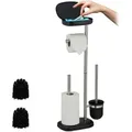 Produktbild: Wc-garnitur, Freistehend, Mit Ablage Und Rollenhalter, Edelstahl, Hbt: 69x31x16 Cm, Toilettenbutler, Schwarz - Relaxdays