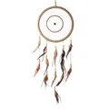 Produktbild: DonDon Großer Traumfänger für Gute Träume mit Perlen und echten Federn braun Ø 28 cm