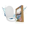 Produktbild: WENKO Toilettendeckel mit Absenkautomatik und Strand-Motiv, hohe Belastbarkeit bis 350 kg, ovaler WC Sitz, abnehmbar, Klodeckel aus bruchstabilem, recycelbarem Thermoplast, Mod. Baltic