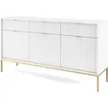 Produktbild: Selsey Vellore  - Kommode 3-türig Mit 3 Schubladen, Weiß Mit Geriffelten Fronten Mit Goldenen Metallbeinen, 154 Cm