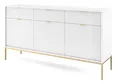 Produktbild: Selsey VELLORE - Kommode 3-türig mit 3 Schubladen, Weiß mit geriffelten Fronten mit goldenen Metallbeinen, 154 cm