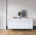 Produktbild: Selsey Sideboard VELLORE, 3-türig mit geriffelten Fronten und goldenem Gestell