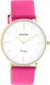 Produktbild: Oozoo Armbanduhr pink Leder Vintage Series Damen Analog-Quarzuhr UOC20309