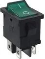 Produktbild: Einbau Wippschalter Grün, Geräteschalter Rahmenmaße 21 x 15 mm, 6 A, 250 V 4Pins, beleuchtet
