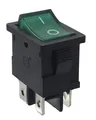 Produktbild: Einbau Wippschalter Grün 19x13mm, Geräteschalter Rahmenmaße 21 x 15 mm, 6 A, 250 V~ 4Pins, Grün LED beleuchtet