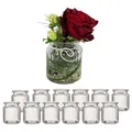 Produktbild: 12er Set Windlichter aus Glas im Vintage Look – Teelichthalter H 9 cm für Tischdekoration, Hochzeit & stimmungsvolle Deko – Teelichtgläser