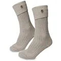 Produktbild: Steigenhöfer Manufaktur Trachtensocken für Herren und Damen – Socken mit Zopfmuster und Edelweißanstecker Oktoberfest Strümpfe aus Baumwolle für Männer & Frauen grau 47-48