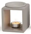 Produktbild: levandeo Duftlampe Farbe: Grau - Holz + Keramik - Aromalampe Aromaspender für Duftöl/Duftwachs