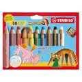 Produktbild: STABILO - Buntstift, Wasserfarbe & Wachsmalkreide - woody 3 in 1 - Jubiläumsedition - 10er Pack mit Spitzer - 10 Farben
