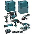 Produktbild: Makita Kit Dlx6085tj (dhr243 + Dhp481 + Dtd153 + Dhs680 + Dga513 + Dtm51 + 3 X 5,0 Ah + Dc18rc + 3 X Makpac 3 + Makpac 4)
