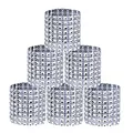 Produktbild: Serviettenringe Strassband Silber Halter Bling Mesh Schmuck für Hochzeit Geburtstag Diamant Klettverschluss Party Dekoration 50 Stücke Silber