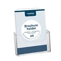 Produktbild: EUROPEL Prospekthalter A4 Einzelfach – Polystyrol glasklar, extra Kapazität 41mm, Tisch oder Wand, Innenmaß 225×272mm, für Büro, Hotel und Rezeption