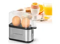 Produktbild: GOURMETmaxx Eierkocher Mini-Eierkocher für 2 Eier 250 W Messbecher & Eipick Silber/Schwarz, 2-Eier-Kocher mit Messbecher, Eipikser & Zufallsfarbauswahl