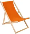 Produktbild: Liegestuhl orange klappbar aus Holz - Klappstuhl Klappliege Sonnenstuhl Strandstuhl Holzklappstuhl Sonnenstuhl Gartenliege