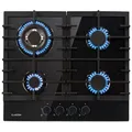 Produktbild: Klarstein Gas-Kochfeld Ignito 4, Einbau Gas Kochfeld Gasherd 4 Platten Kochplatte Einbaukochfeld schwarz 60 cm x 10 cm x 52 cm