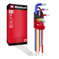 Produktbild: Original Einhell Innensechskantschlüssel-Set 9-tlg. (S2-Stahl, Kugelkopf, doppelte Kopfform, Schlüsselgrößen 1.5-10 mm, Klapphalter, vielseitig einsetzbar)