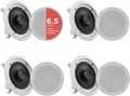 Produktbild: Pyle 16.5cm 4- Deckenlautsprecher, 200W- Einbaulautsprecher, Deckenlautsprecher Bluetooth, 4 Kanal- Verstärker, Wandlautsprecher, 2 Wege Lautsprecher