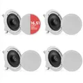 Produktbild: Pyle 16,5 cm Deckenlautsprecher – 200 W Einbaulautsprecher- 4 Stück, 2-Wege Stereo, Flach, Wechselbare Gitter – Wandlautsprecher/Ceiling Speaker