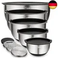 Produktbild: Rührschüsseln 5er-Set, Wildone Edelstahl mit luftdichten Deckeln, 3 R