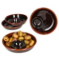 Produktbild: 4x Juego Tapas Schale Ø14,3cm Olivenschale Ton-Cazuela mit Kernablage Antipasti