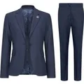 Produktbild: Marineblauer dreiteiliger Tailored Fit-Anzug für Damen mit Prince-of-Wales-Karo