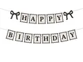 Produktbild: partydeco Girlande, Happy Birthday Girlande 100cm Banner Creme / Schwarz
