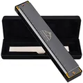 Produktbild: EASTROCK Mundharmonika C-Dur Harmonica mit Box 24-Loch Muntamonika für Student, Fortgeschrittene und Anfänger Silber und Schwarz (24 Löcher, Schwarz)