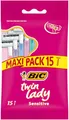 Produktbild: BIC Twin Lady Sensitive Rasierer, Einwegrasierer mit zwei Klingen für eine glatte und präzise Rasur, 15 Stück