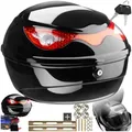 Produktbild: tectake® Motorradkoffer, Gepäckträger, Topcase abschließbar für Helm Motorrad, Mofa Helm, Moped Helm, passend für Roller, Moped, e Roller, Quad, Transport Box mit Schloss, Heckbox - 22 Liter Volumen