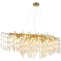 Produktbild: Luster Kronleuchter Pendelleuchte Hängelampe gold Glaskristalle klar amber L 150 cm