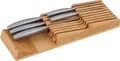 Produktbild: Relaxdays Messerhalter Schublade, für 9 Messer, Bambus Messerblock für Schublade, HBT: 5,5 x 13 x 40 cm, liegend, natur