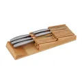 Produktbild: Relaxdays Messerhalter Schublade, für 9 Messer & Wetzstahl, Bambus Messerblock liegend, HxBxT: 5,5 x 13 x 40 cm, natur