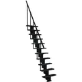 Produktbild: Gerade Treppe Aus Metall 11 Stufen - Erreichbare Höhe 2,47 Bis 2,75m - Breite 60cm - Höhenverstellbar - Happy/i/snmnoir-11