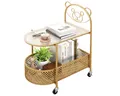Produktbild: COSTWAY Beistelltisch, mit Rollen, Glas mit Bärenmuster & Ablagekorb