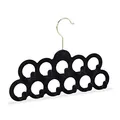 Produktbild: Relaxdays 5 x Schalhalter, Tücher, Krawatten, Gürtel, Haken 360° drehbar, rutschfest, 11 Löcher, Samt Tuchhalter, schwarz