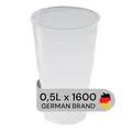 Produktbild: LogiPack GeRo Plastikbecher – Trinkbecher mit Eichstrich 0,5l | Einwegbecher aus Hartplastik (PP), transparent | Bierbecher & Partybecher – Kunststoffbecher, 1600 Stück