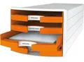 Produktbild: Schubladenbox HAN Impuls 2.0, 4 Schubladen, Format A4, stapelbar, offen, weiß/orange