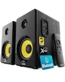 Produktbild: MAJORITY D40X Aktiv Regallautsprecher | 70W 2.0 Gelber Kevlar-Kegel Monitor Lautsprecher | Studio Monitor mit Bluetooth | Bookshelf HiFi Speakers mit Optische, USB AUX & Inklusive Fernbedienung