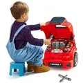Produktbild: VEVOR Motorspielzeug, 60-teilig, Autoreparaturset für Kinder, mit abnehmbaren Teilen, Lichtern & Geräuschen, Lenkrad & Hupe, Mechaniker-Werkstattset für Kinder für Kleinkinder ab 3 Jahren, Rot