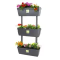 Produktbild: Pflanzkübel mit Sichtschutz Hochbeet Balkon 3 Etagen Vertikalbeet 3er Set 100 cm