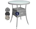 Produktbild: Casaria Gartentisch Ø 60 cm, Ø60cm Rund Glasplatte 80kg Belastbarkeit Wetterfest Stabil Outdoor