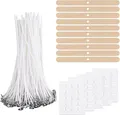 Produktbild: Lrocotanc Kerzendocht Set - Enthält 200 Stück 10cm Kerzendochtfür Kerzen Docht 200 Stück Kerzen Klebeplättchen 20 Stück Dochthalter ideal für DIY Kerzenherstellung