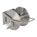 Produktbild: Schlauchtrommel Edelstahl, Schlauchaufroller Leer, Boden & Wand, Für 40m Gartenschlauch, Schlauchrolle, Silber - Relaxdays