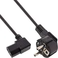 Produktbild: InLine 16752 Netzkabel, Schutzkontakt gewinkelt auf Kaltgerätestecker C13 rechts abgewinkelt, 1,8m, schwarz