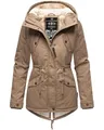 Produktbild: MARIKOO Damen warme Winterjacke mit kuscheliger verstellbarer Kapuze Manolya Taupe Gr. XL