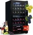 Produktbild: Klarstein Weinkühlschrank, 2 Zonen Getränkekühlschrank Klein, Freistehender Kleiner Weinschrank 80L, Wein-Kühlschrank mit Glastür, Indoor/Outdoor Flaschenkühlschrank, Wine Fridge 29 Flaschen